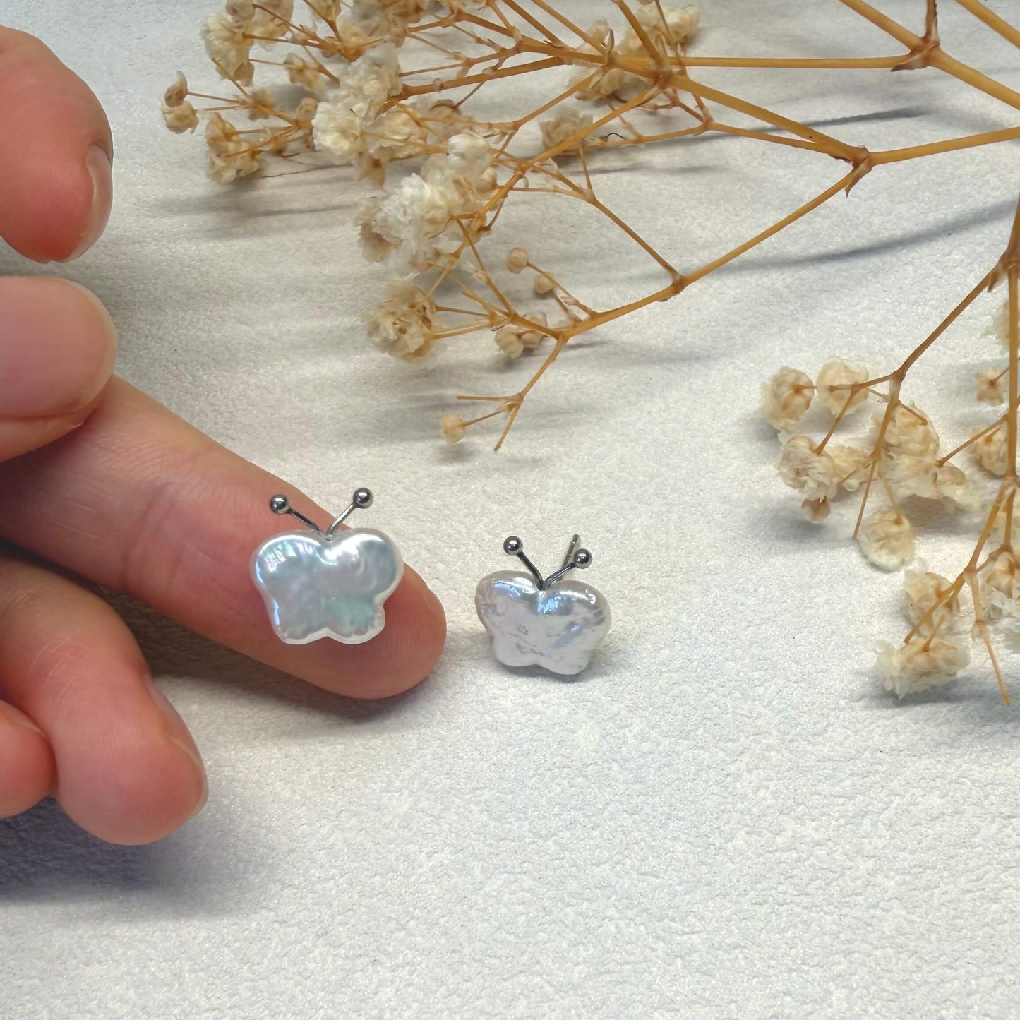 Butterfly Freshwater Pearl Earrings – 925 Silver
