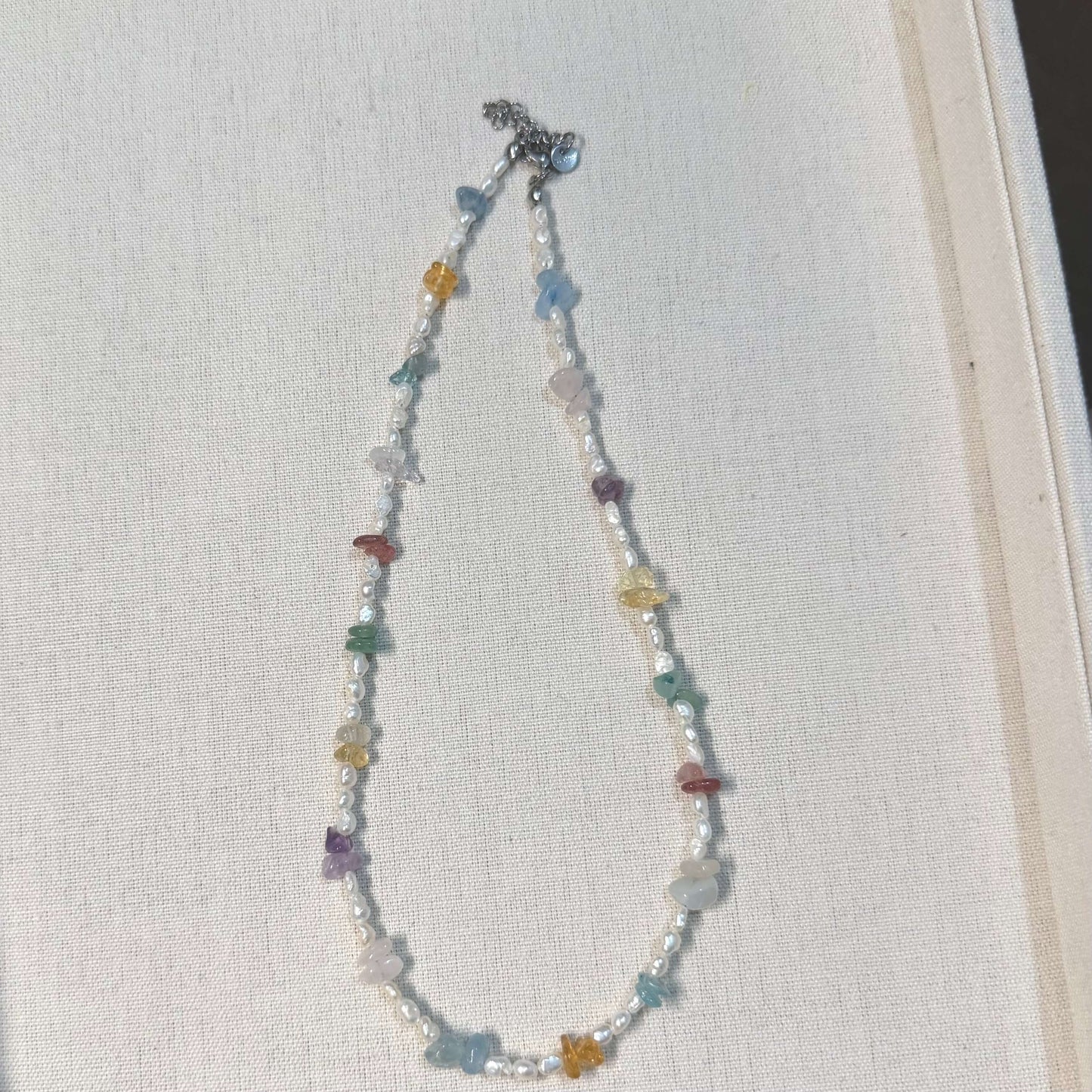 Colorful Crystal Chips & Irregular Pearl Necklace