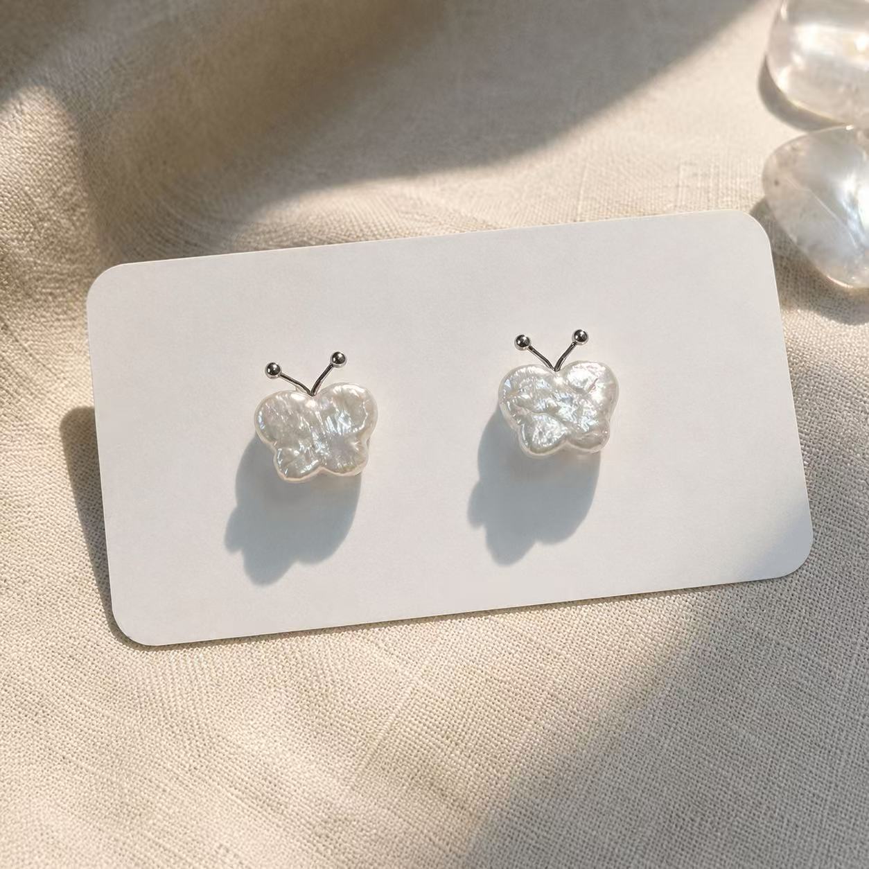 Butterfly Freshwater Pearl Earrings – 925 Silver