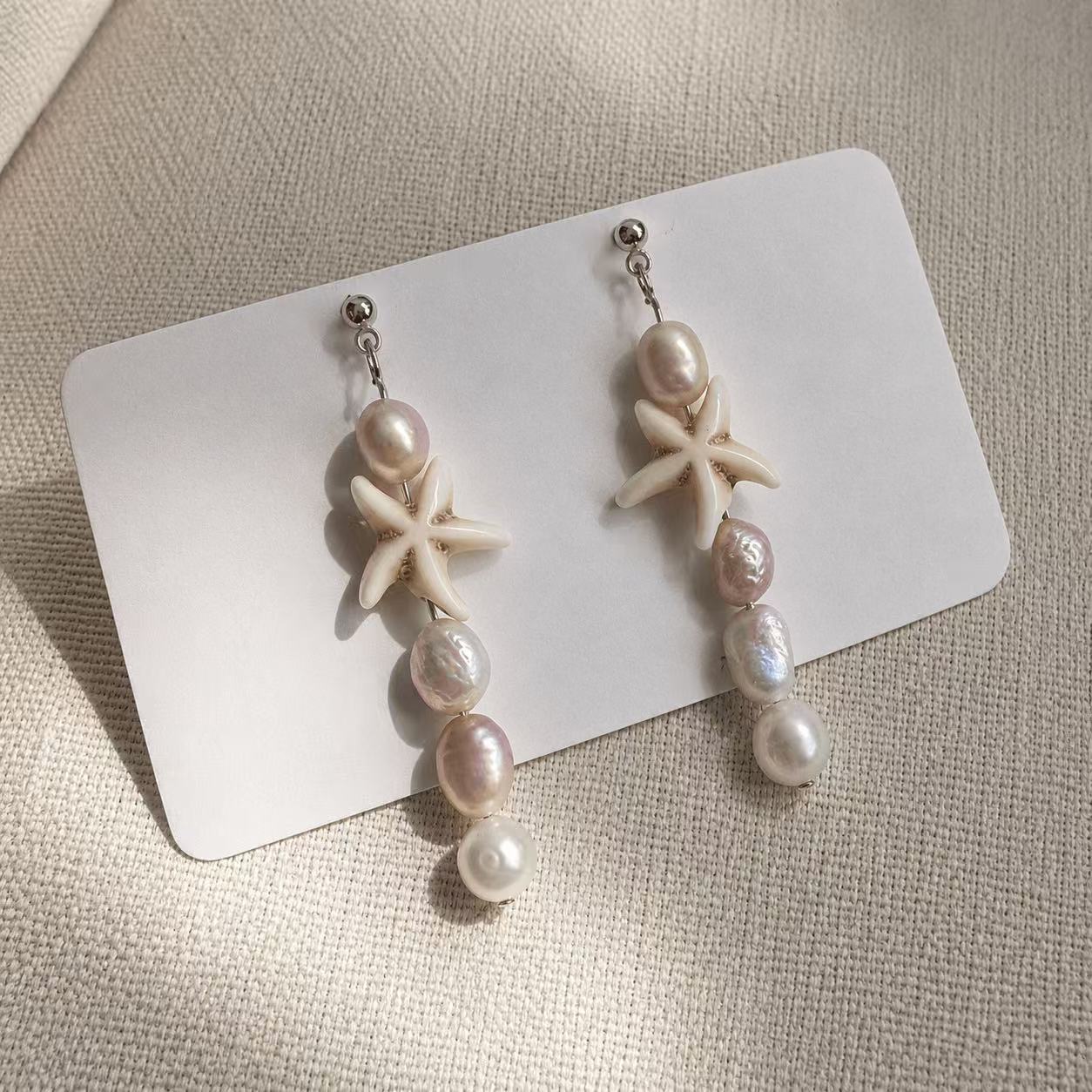 Starfish Baroque Pearl Drop Earrings