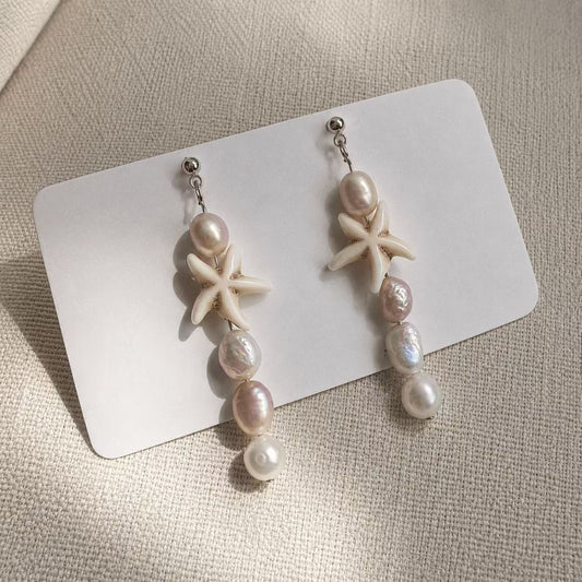 Starfish Baroque Pearl Drop Earrings
