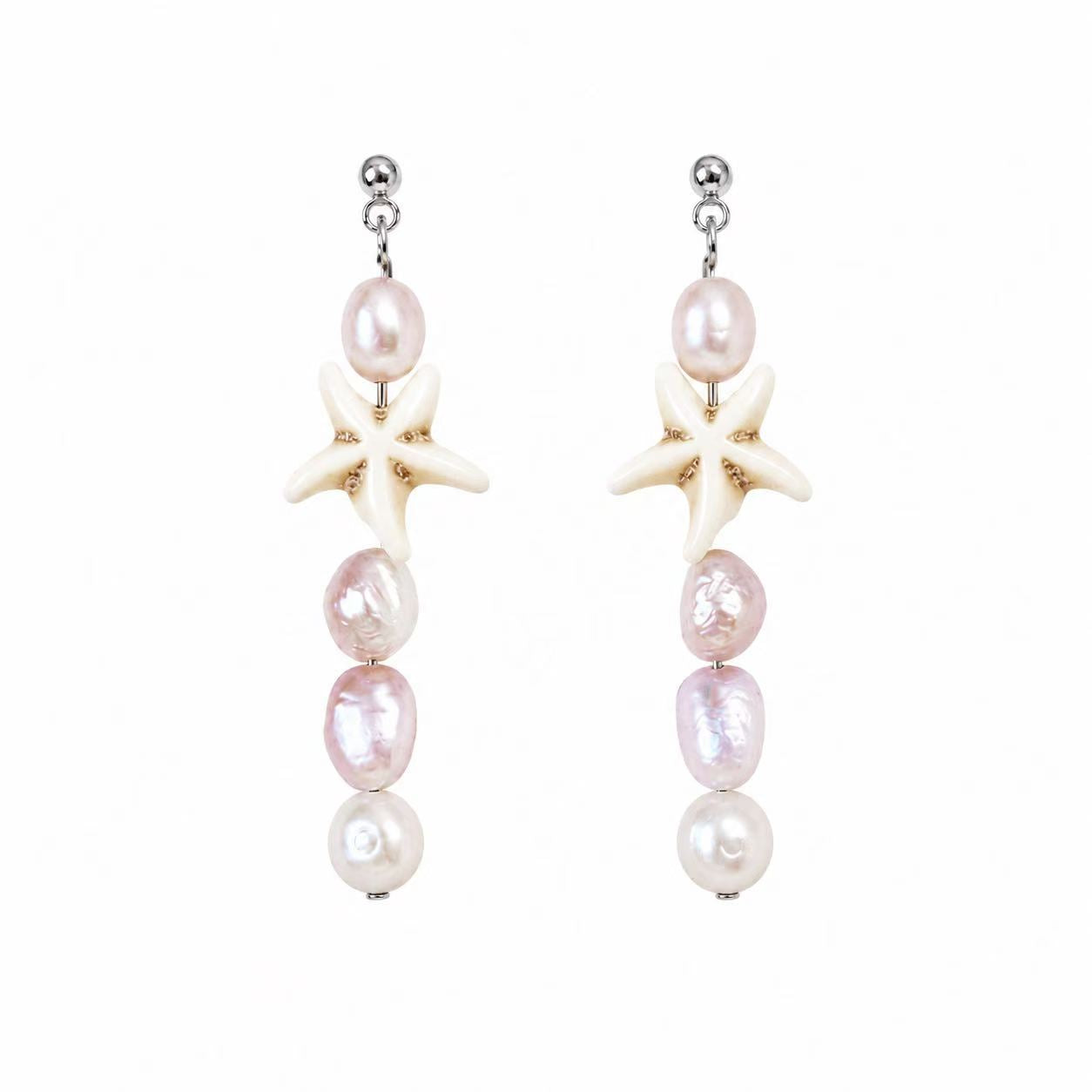 Starfish Baroque Pearl Drop Earrings