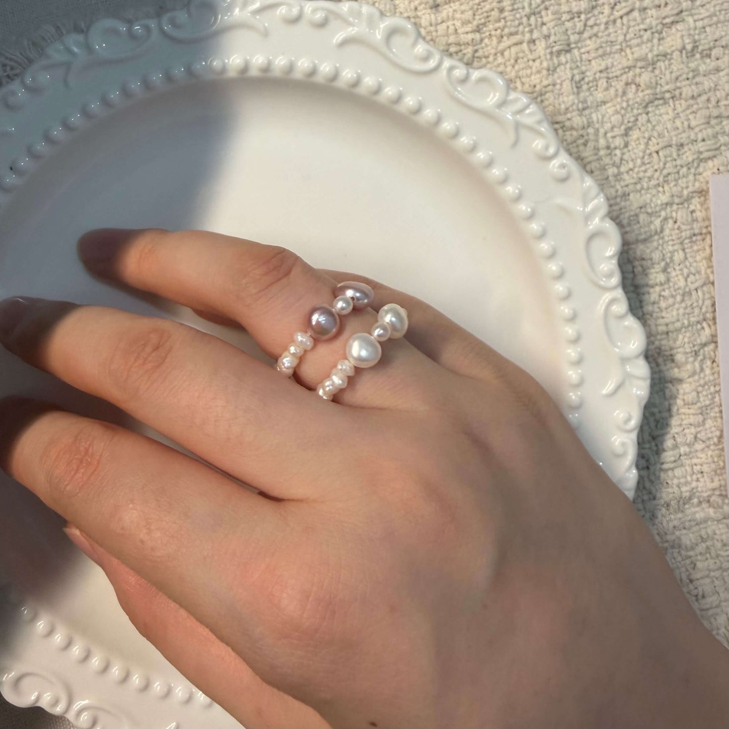 Handmade Baroque Pearl Beaded Ring
