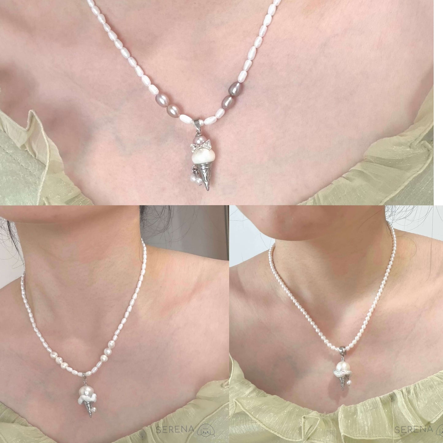 Sweet Pearl Ice Cream Necklace | Handmade Charm