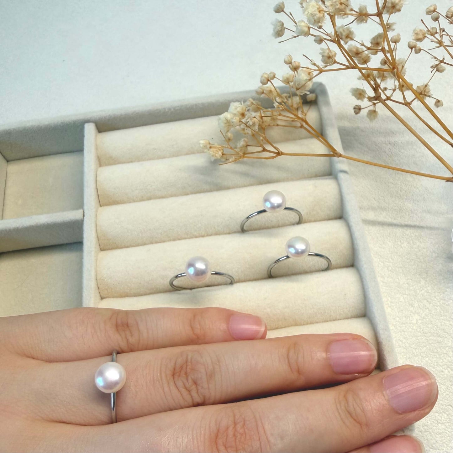 7mm Blush Pearl Adjustable Ring