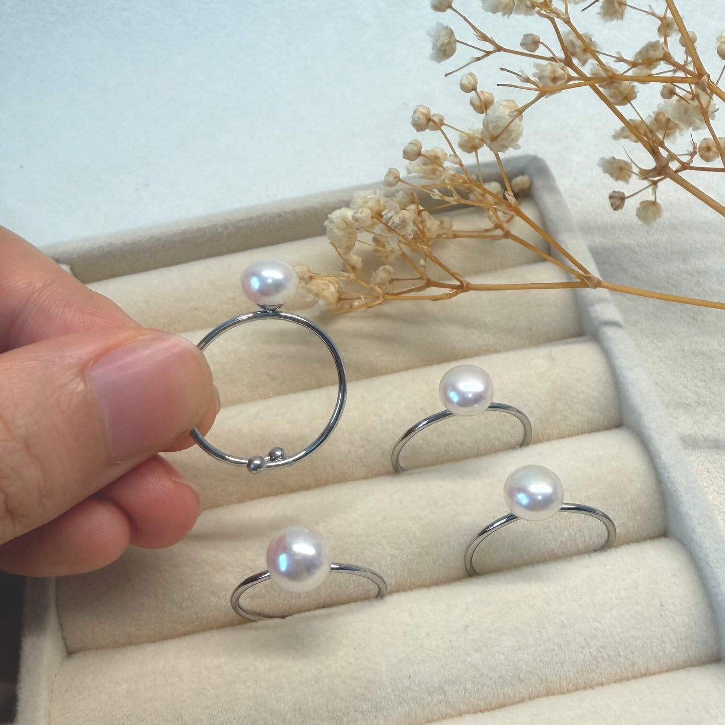7mm Blush Pearl Adjustable Ring