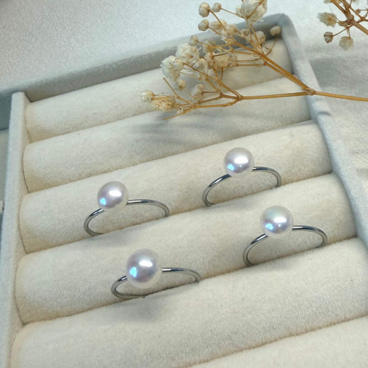 7mm Blush Pearl Adjustable Ring