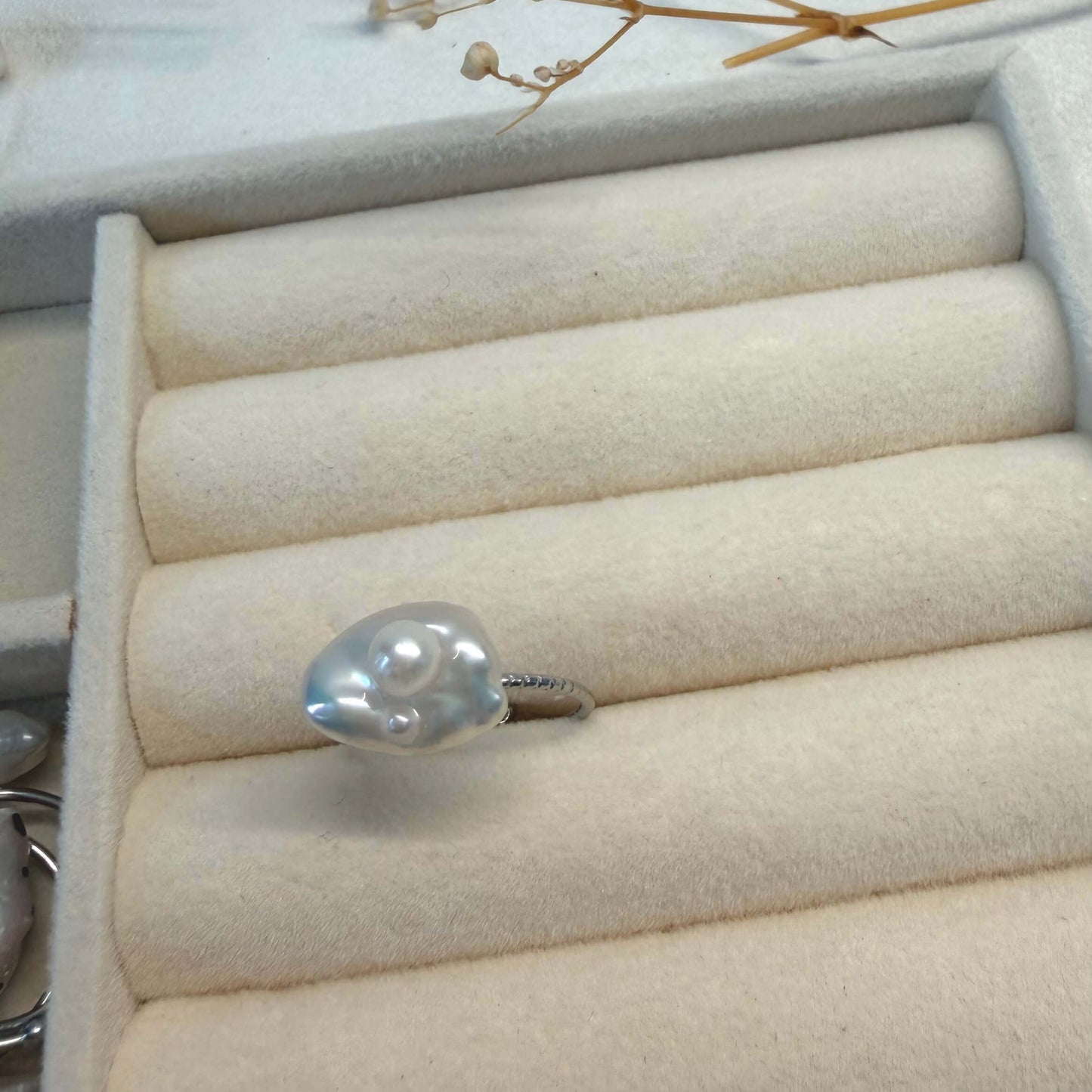 One-of-a-Kind Hand-Painted Baroque Pearl Animal Ring
