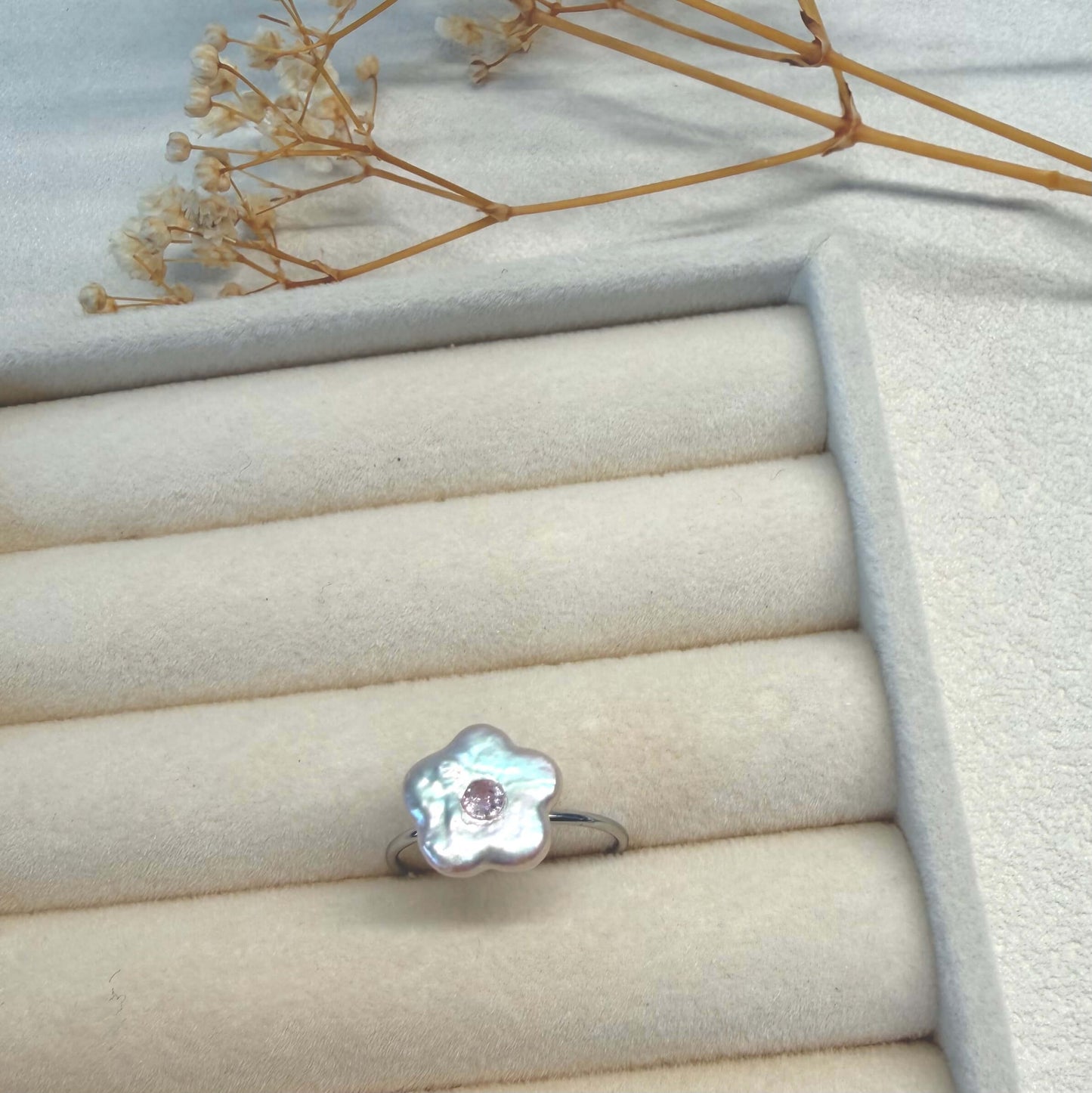 Adjustable Baroque Pearl Ring | Star, Diamond & Flower Styles