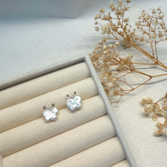 Butterfly Freshwater Pearl Earrings – 925 Silver