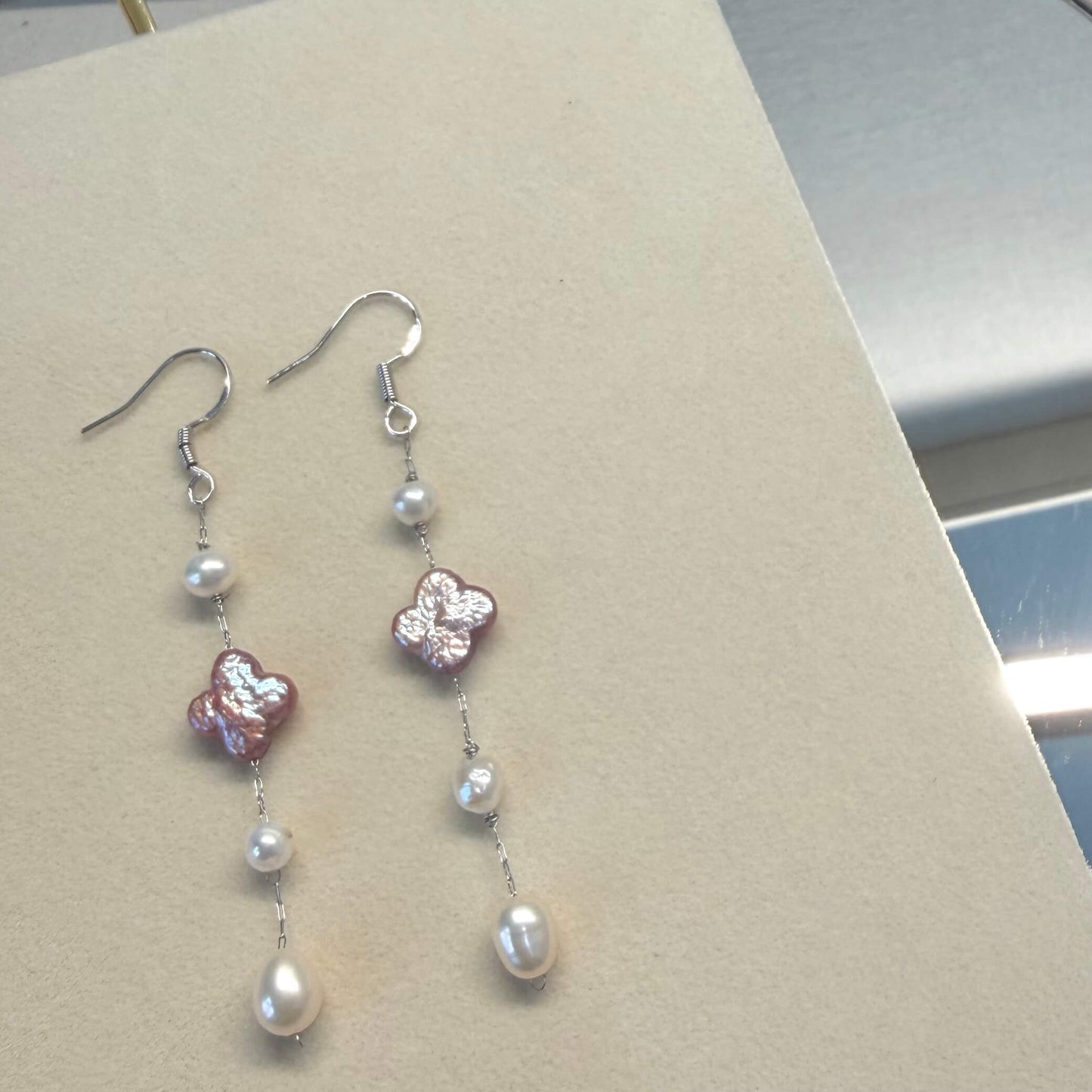 Baroque Pearl Clover Dangle Earrings