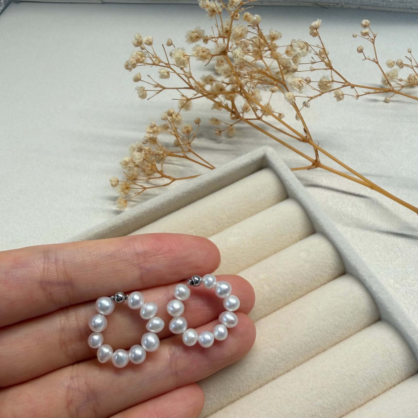 Freshwater Pearl Circle Hoop Earrings