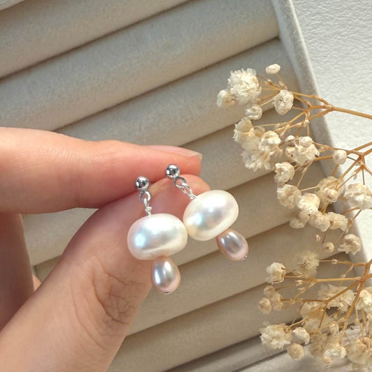Handmade Pearl Mushroom Dangle Earrings