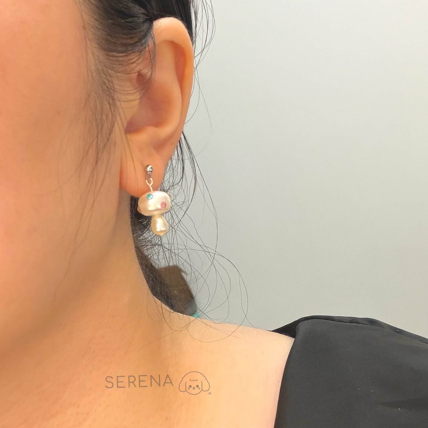 DIY Pearl Mushroom CZ Dangle Earrings