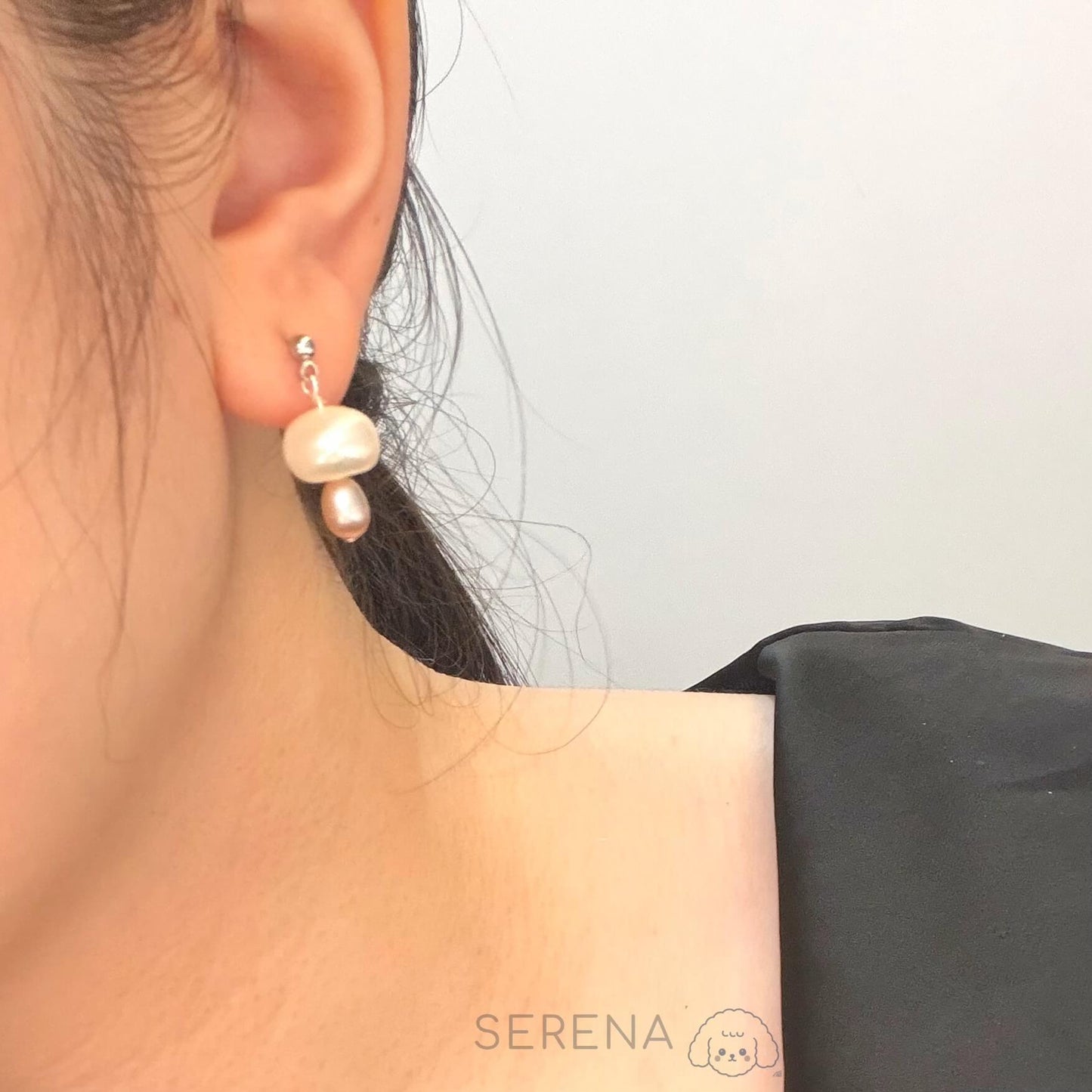 Handmade Pearl Mushroom Dangle Earrings