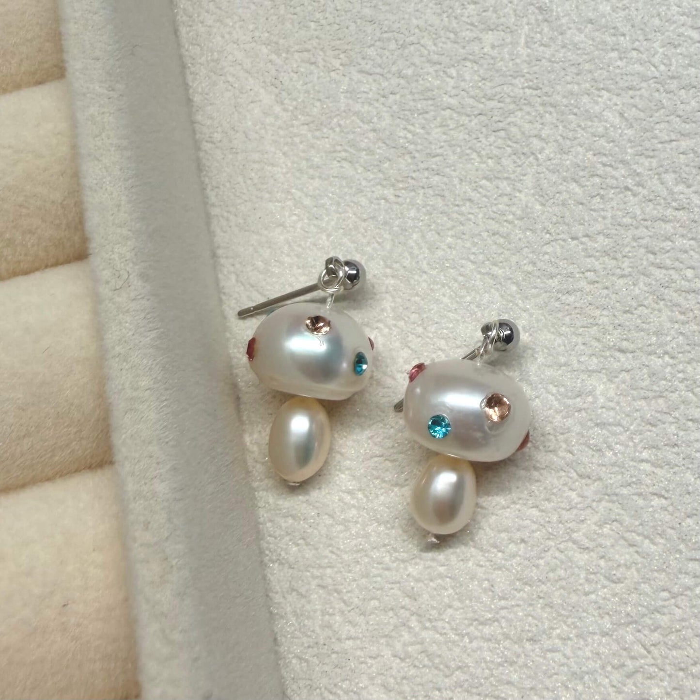 DIY Pearl Mushroom CZ Dangle Earrings