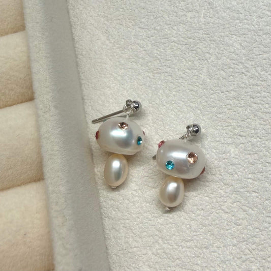 DIY Pearl Mushroom CZ Dangle Earrings