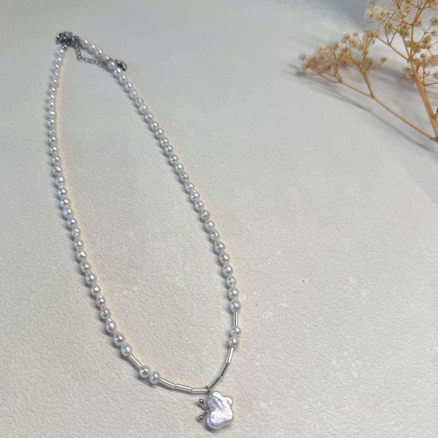 Baroque Pearl Butterfly Pendant Necklace