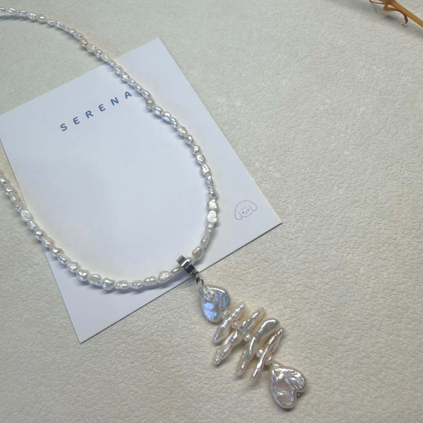 Baroque Pearl Fishbone Pendant Necklace