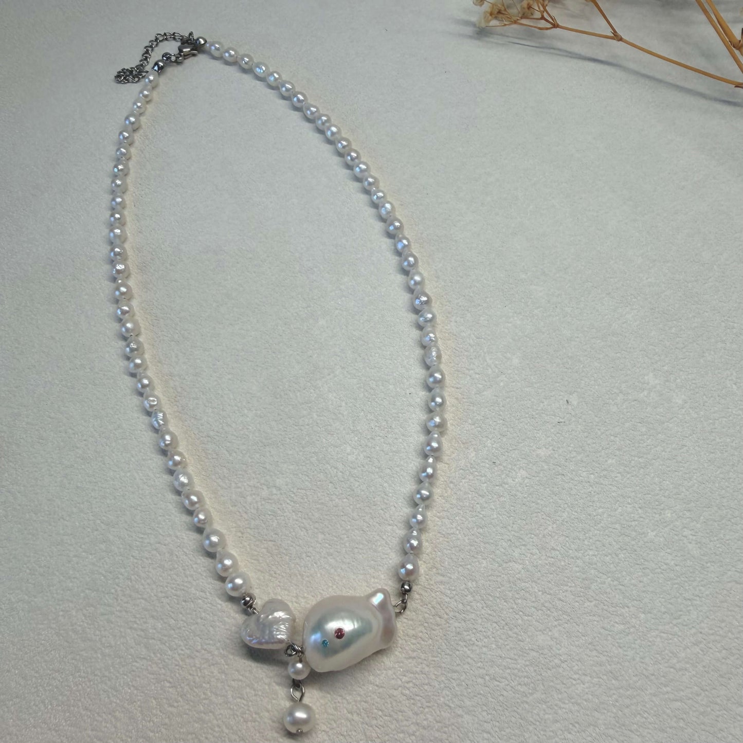 One-of-a-Kind Pearl Fish Necklace