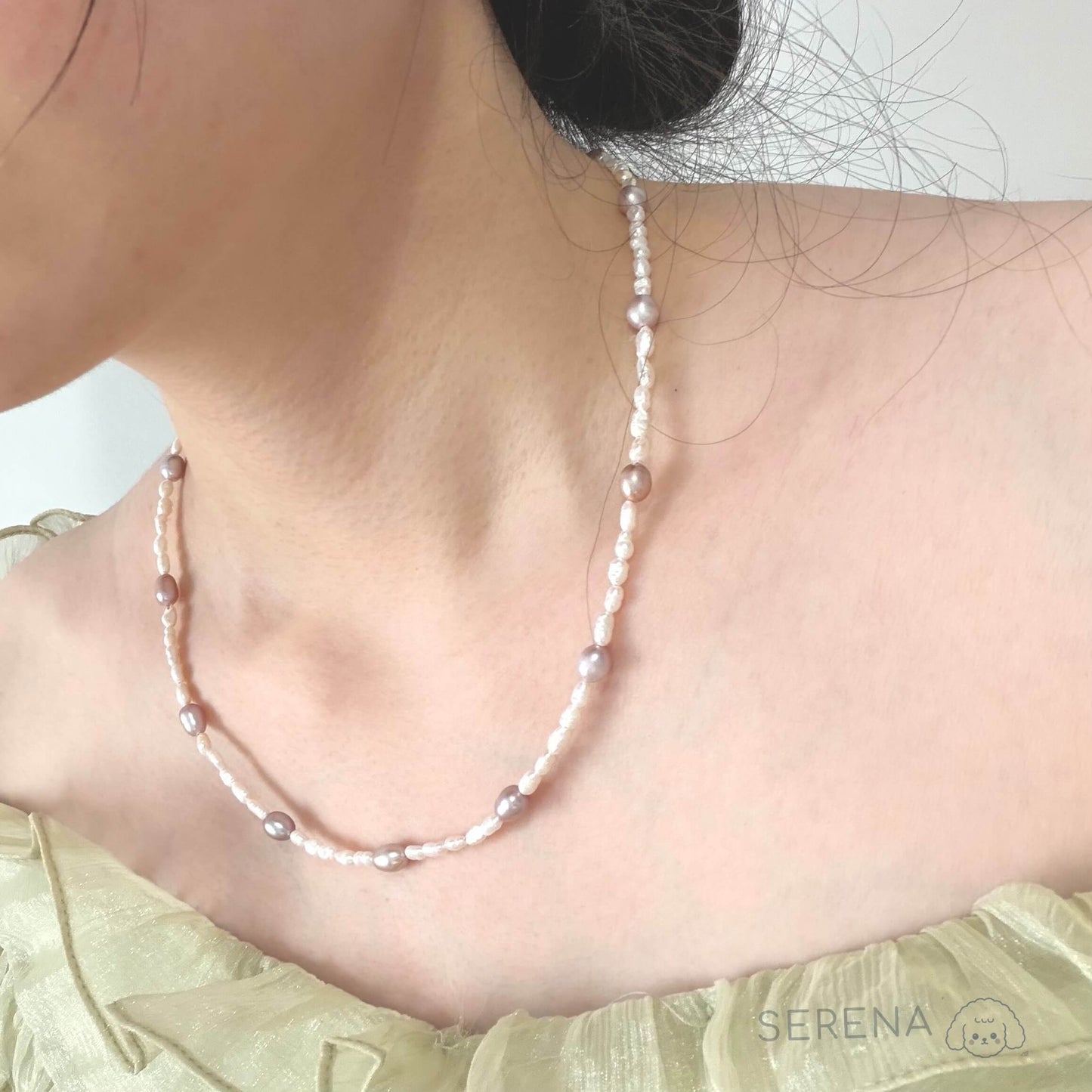 Purple & White Freshwater Pearl Necklace