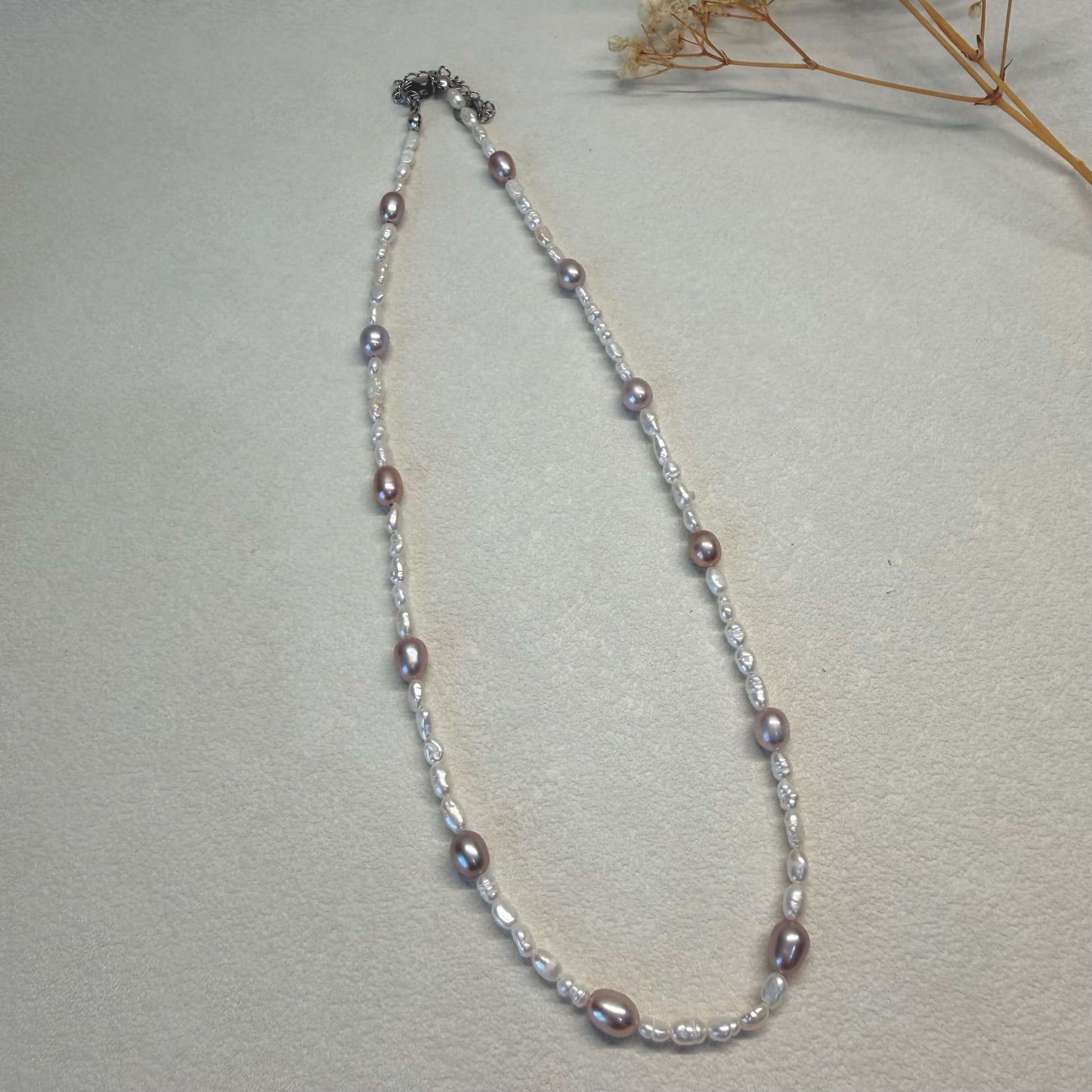 Purple & White Freshwater Pearl Necklace