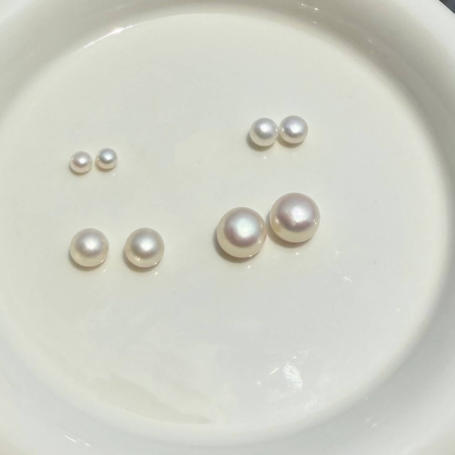 Half-Round Freshwater Pearl Stud Earrings