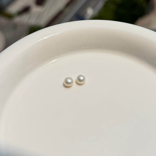 Half-Round Freshwater Pearl Stud Earrings