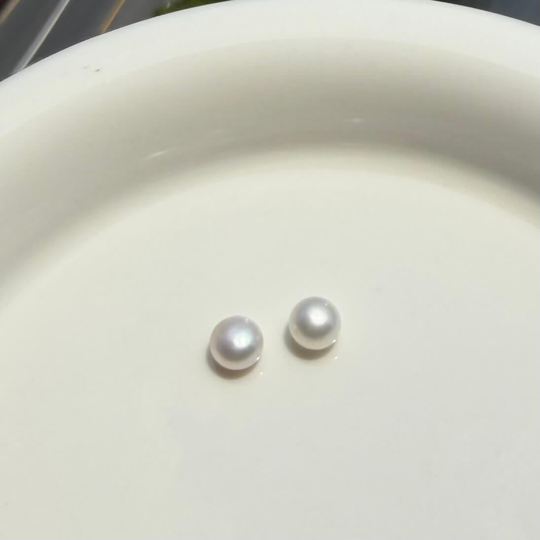 Half-Round Freshwater Pearl Stud Earrings