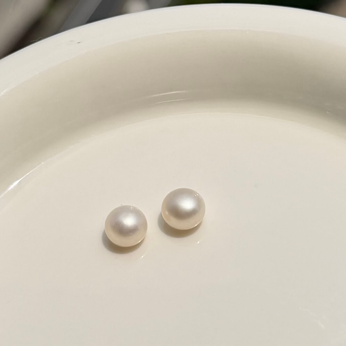Half-Round Freshwater Pearl Stud Earrings