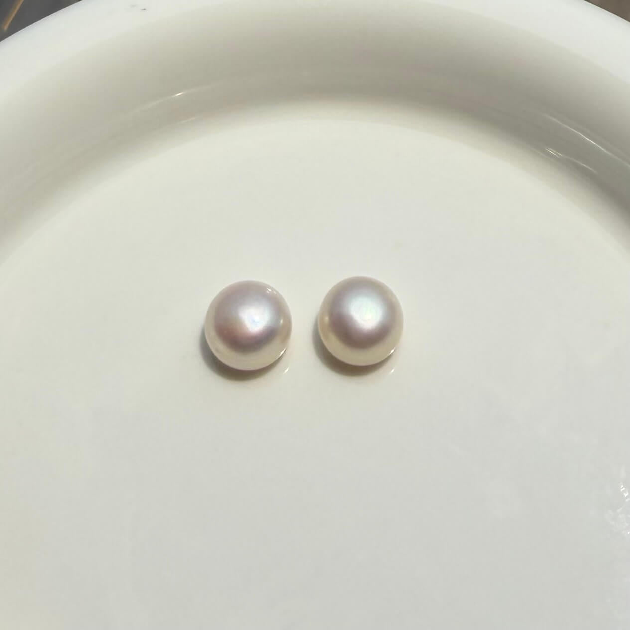 Half-Round Freshwater Pearl Stud Earrings